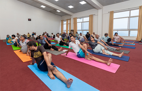 Yoga therapy class for back pain relief